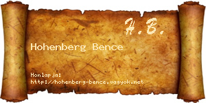 Hohenberg Bence névjegykártya