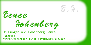 bence hohenberg business card